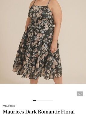 Maurices Dark Romantic Floral Dress in Black and Beige